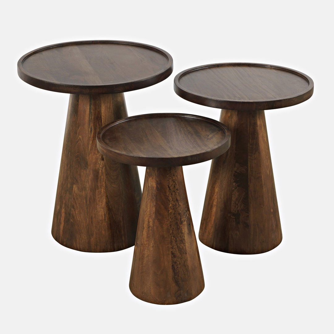 Jean Solid Wood Tray Top Pedestal End Table